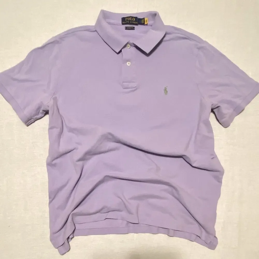 Polo Ralph Lauren Purple Solid Cotton Knit Polo Shirt Men’s L Classic Fit